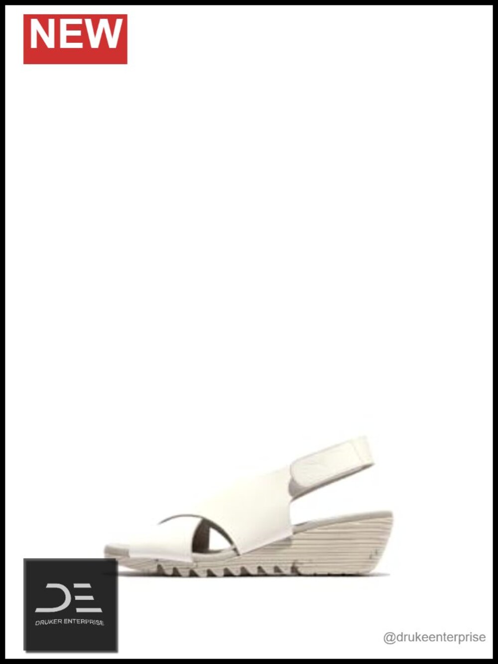 Leather Wedge Sandals Hook & Loop Closure Open Toe Slingback